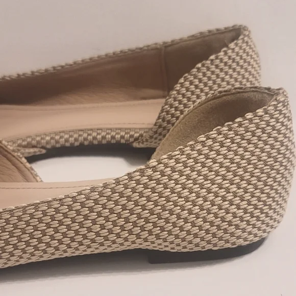 Pearl Embellished Pointed Toe Slip On Shoes Sophisticated Tan Tweed Flats 7.5 - Picture 8 of 14